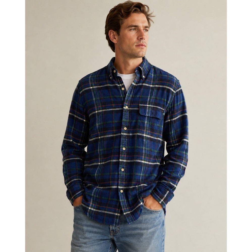Polo Ralph Lauren Custom Fit Plaid Long Sleeve Button Down Flannel Shirt Men L